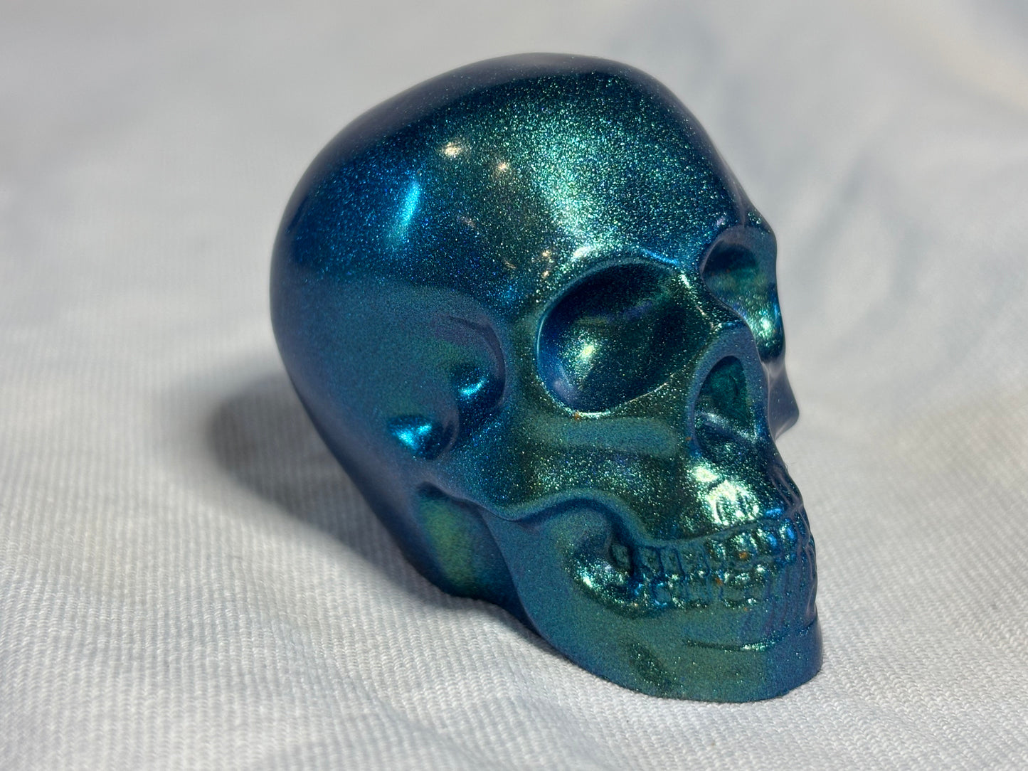 Metallic Chameleon Skulls Teal