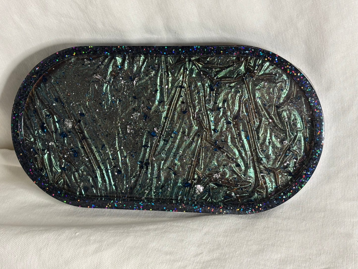 Chrinkled Navy/Mint Vanity Tray