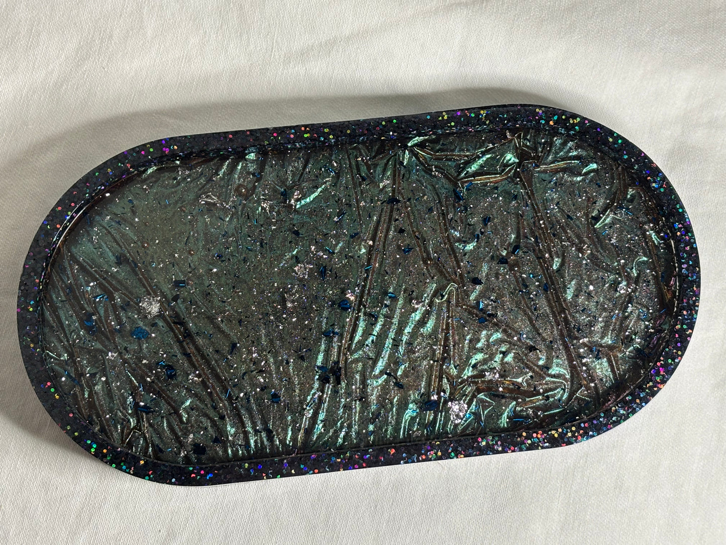 Chrinkled Navy/Mint Vanity Tray