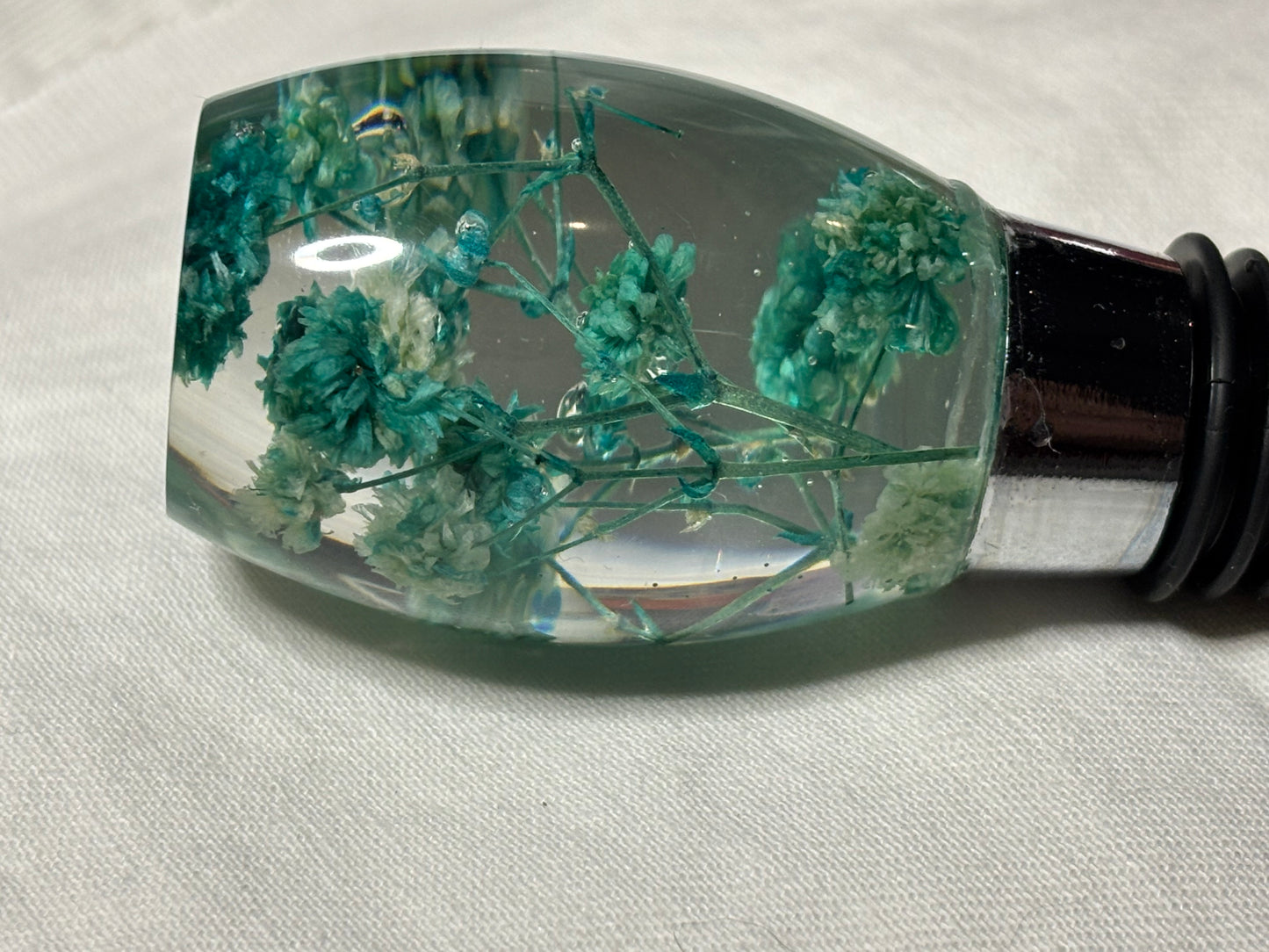 Wine Stopper Floral Teal