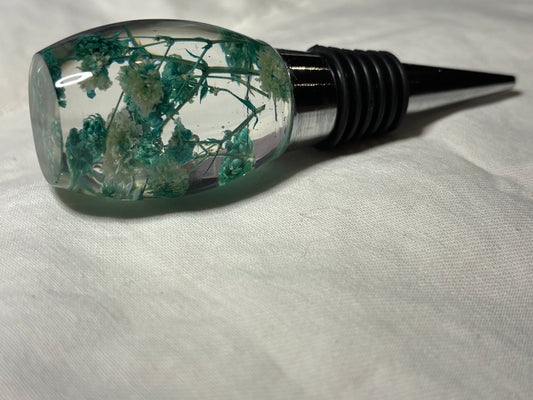 Wine Stopper Floral Teal