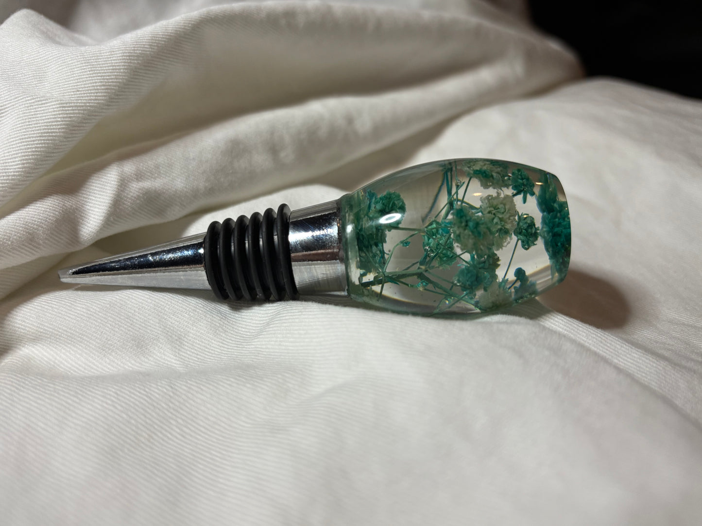 Wine Stopper Floral Teal