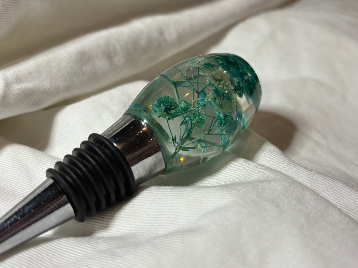 Wine Stopper Floral Teal