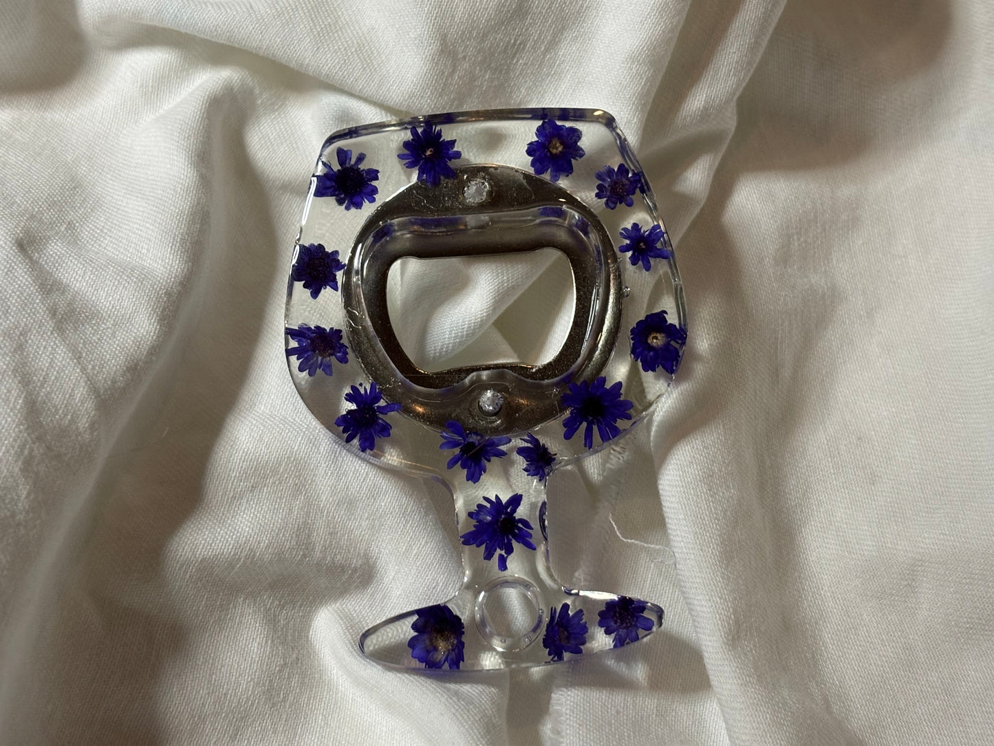 Wine Glass Purple Floral Bottle Opener