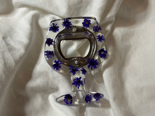 Wine Glass Purple Floral Bottle Opener