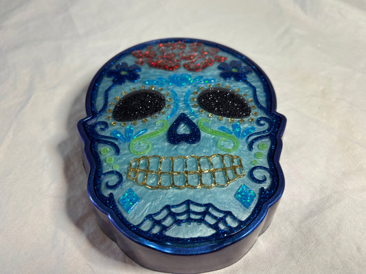 Skull Jewelry Box (metallic chameleon blue)