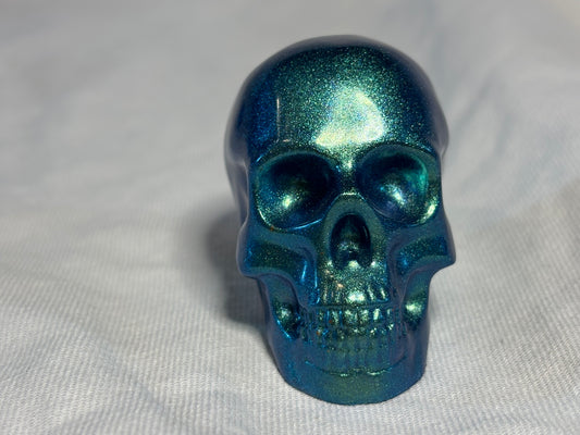 Metallic Chameleon Skulls Teal