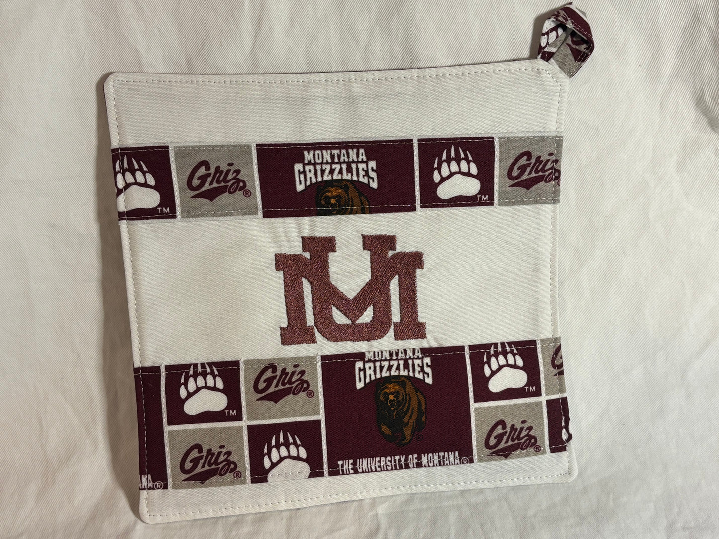 Griz Pot Holder (white with colored logo)
