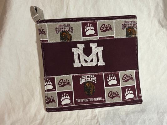 Griz Pot Holder (frayed, white logo)
