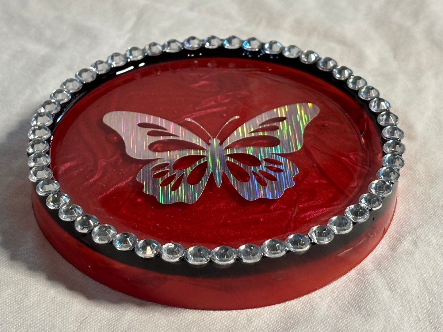 Red Mica Coaster with bling