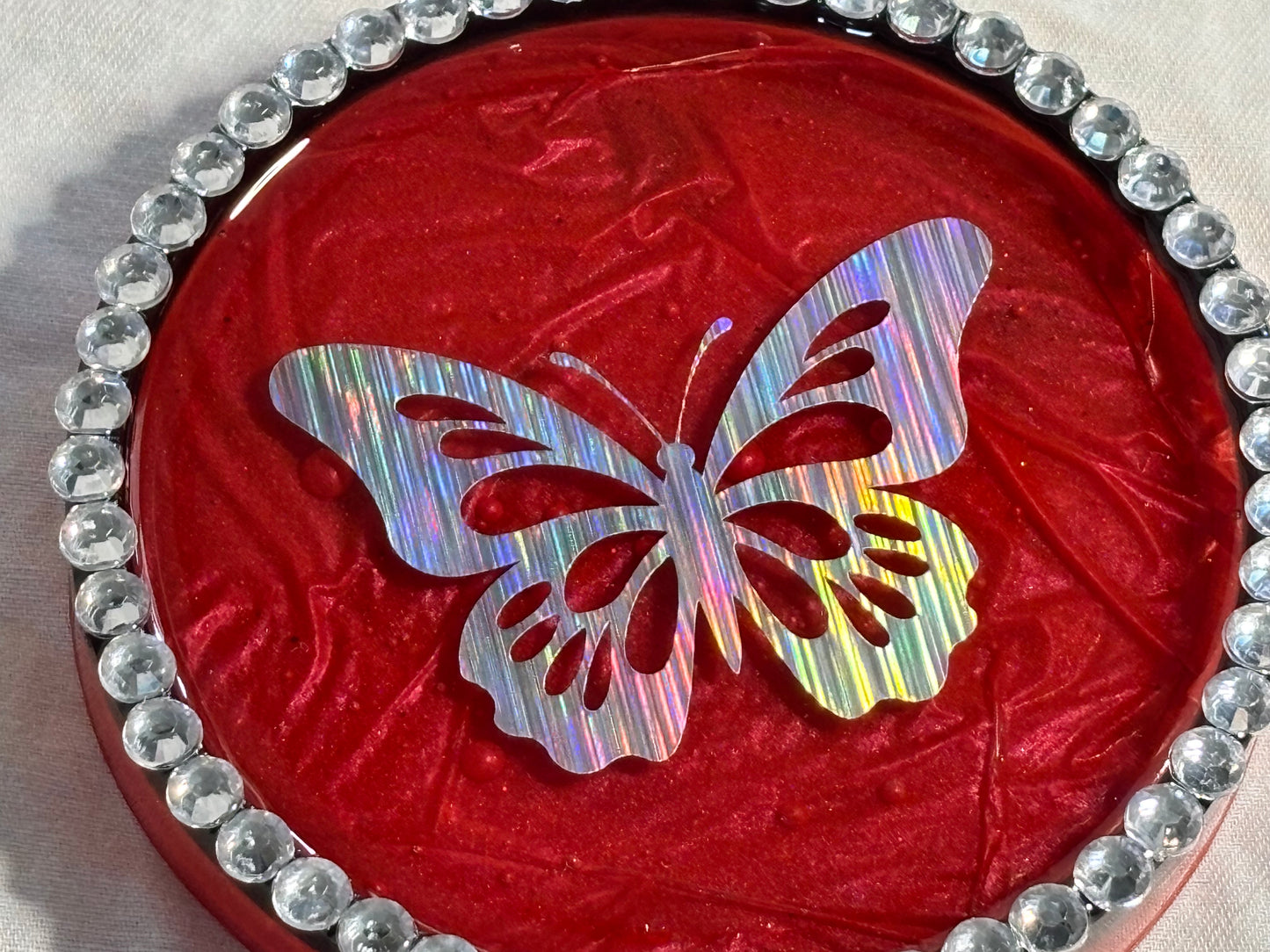 Red Mica Coaster with bling