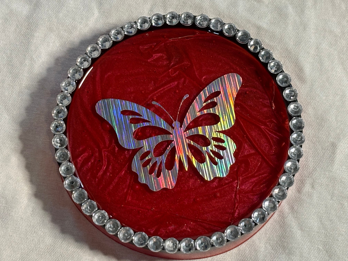 Red Mica Coaster with bling