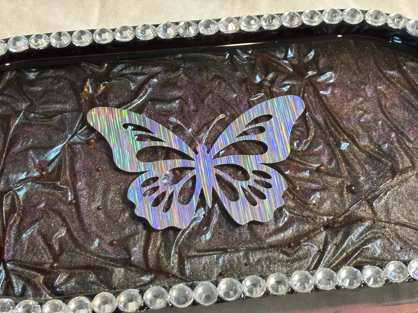 Metallic Color-Shifting Everyday Trinket Tray Butterfly