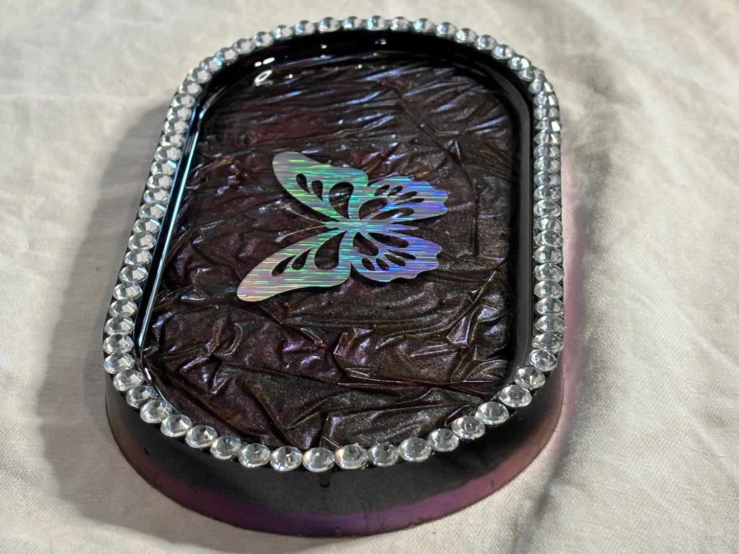 Metallic Color-Shifting Everyday Trinket Tray Butterfly