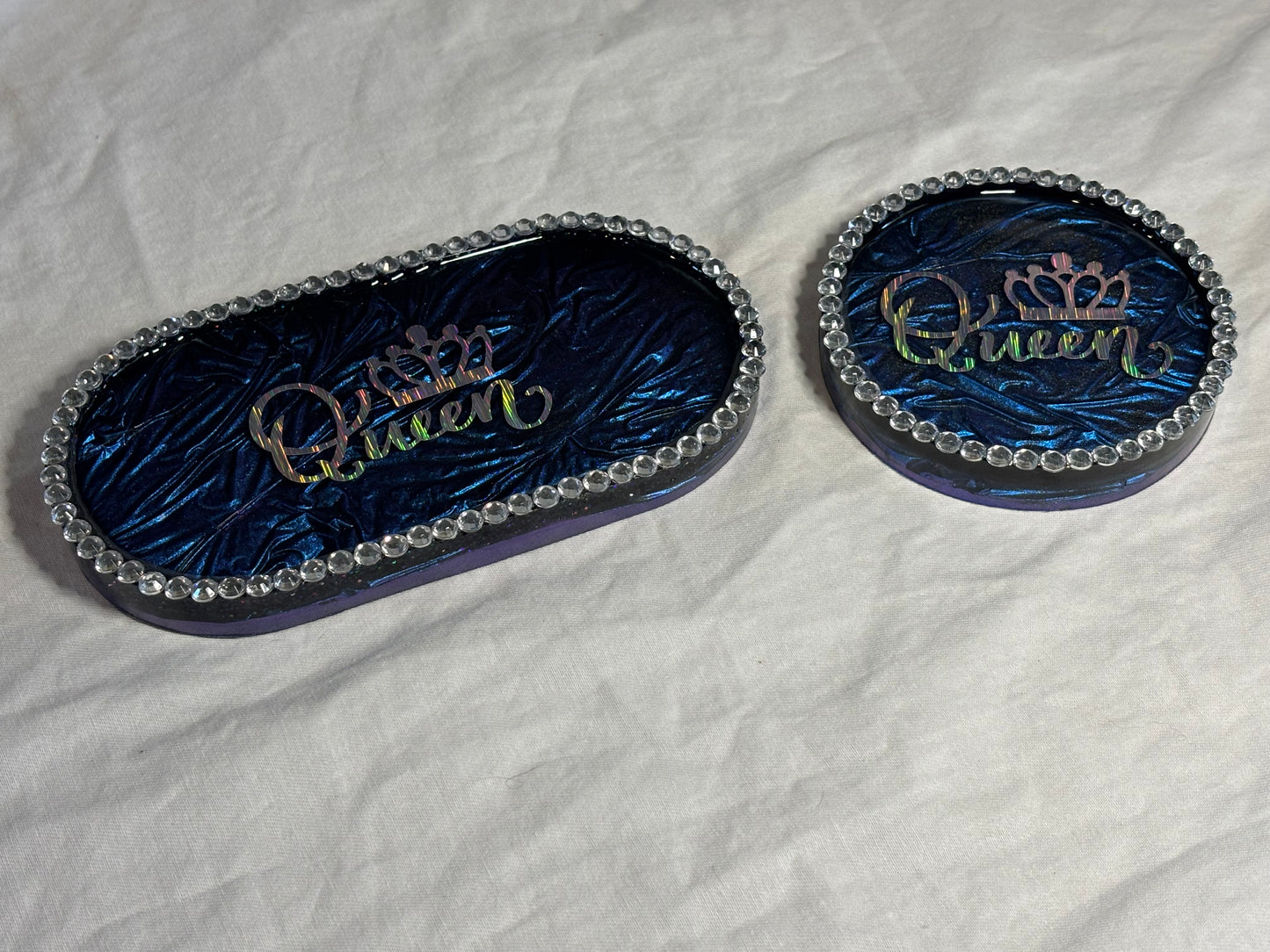 Metallic Color-Shifting Mica Blue Queen Everyday Trinket Tray
